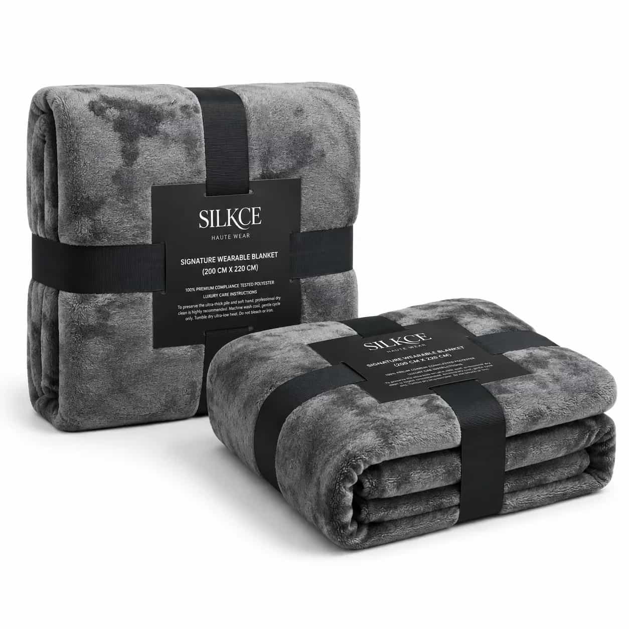 Premium Blanket 200x220 Soft Plush for Bed and Sofa Grey Silkce