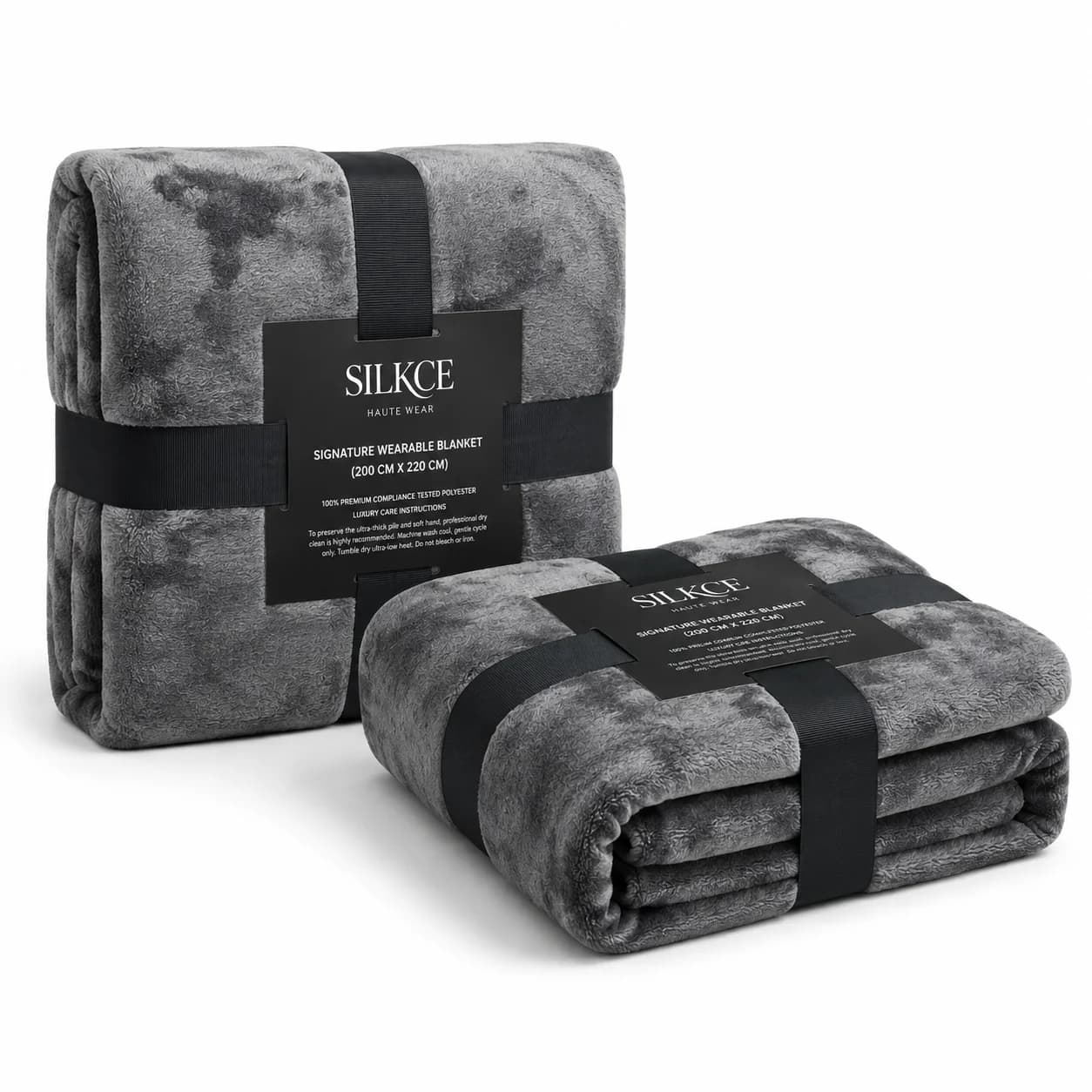 Premium Blanket 200x220 Soft Plush for Bed and Sofa Grey Silkce