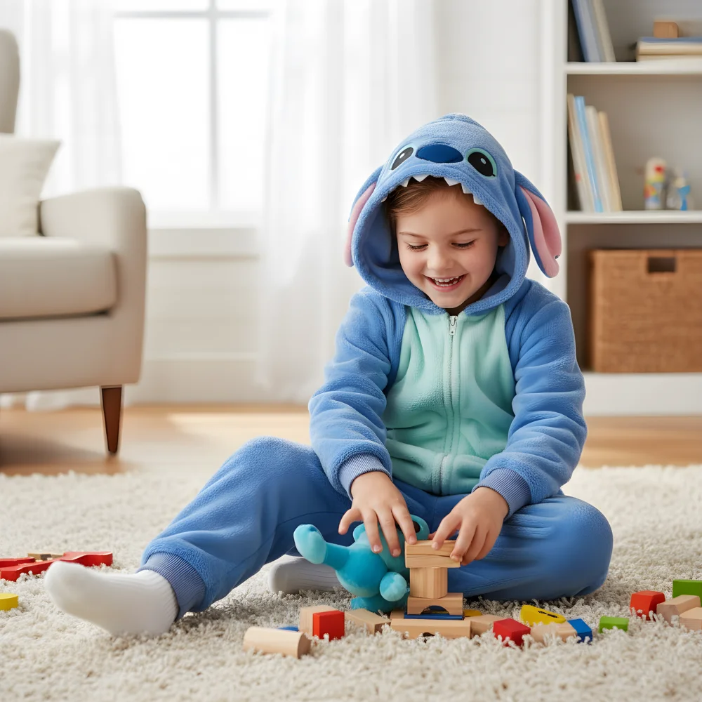 Kigurumi Onesie Pyjamas Costume Blue Stitch 95-105cm, view 5