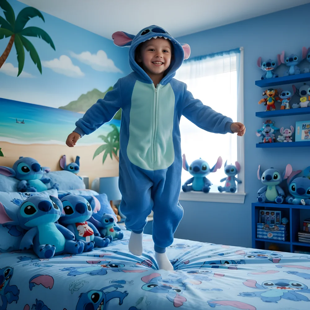 Kigurumi Onesie Pyjamas Costume Blue Stitch 125-135cm, view 4