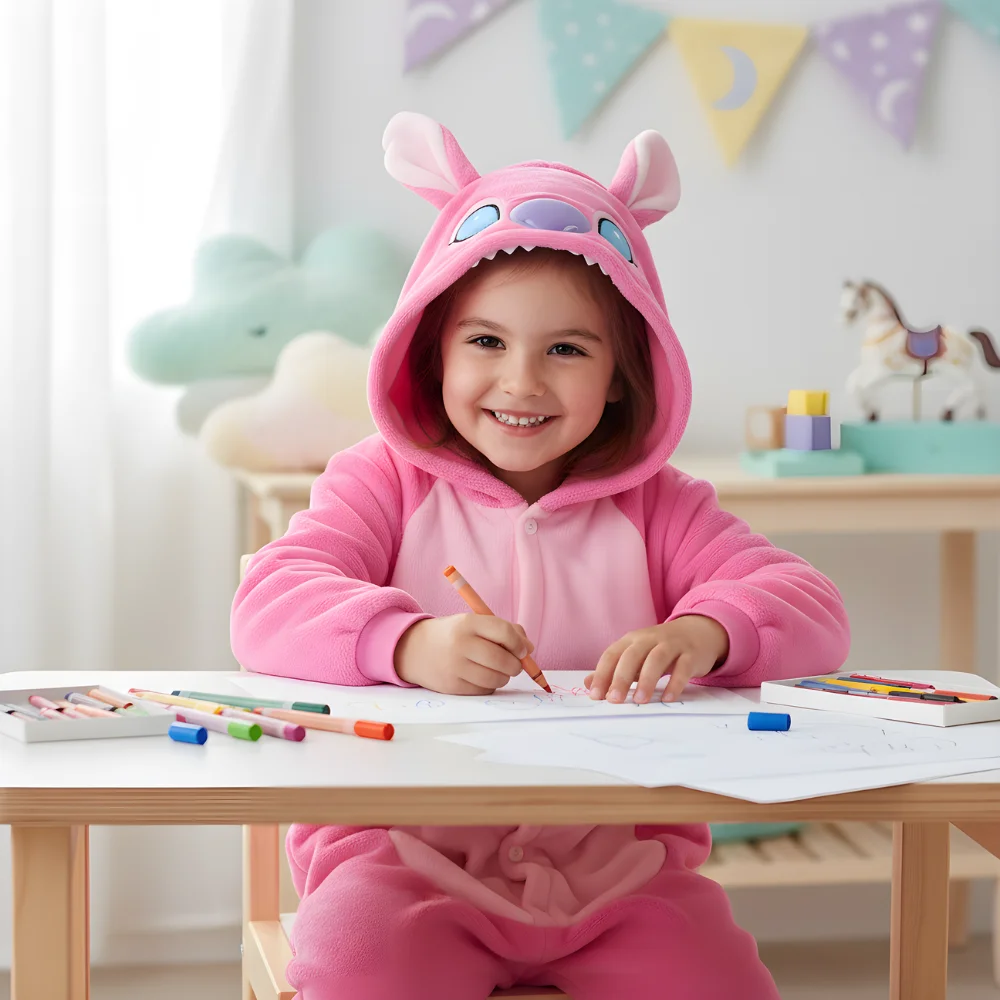 Kigurumi Onesie Pyjamas Costume Pink Stitch 95-105cm, view 6