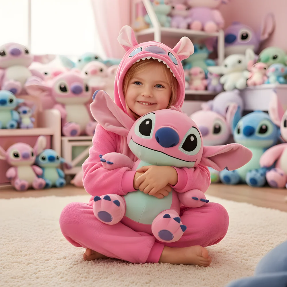 Kigurumi Onesie Pyjamas Costume Pink Stitch 135-145cm, view 2