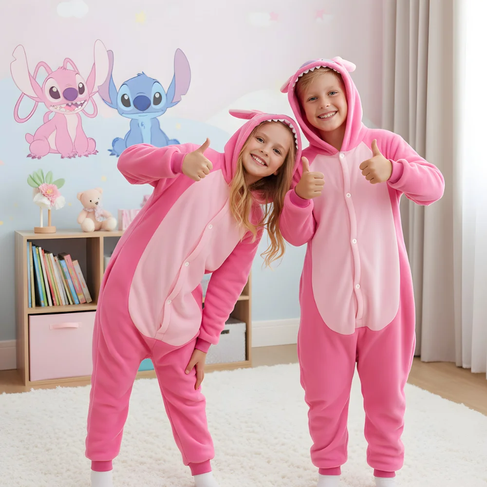 Kigurumi Onesie Pyjamas Costume Pink Stitch 135-145cm, view 3
