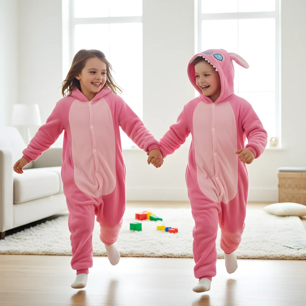 Kigurumi Onesie Pyjamas Costume Pink Stitch 135-145cm, view 5