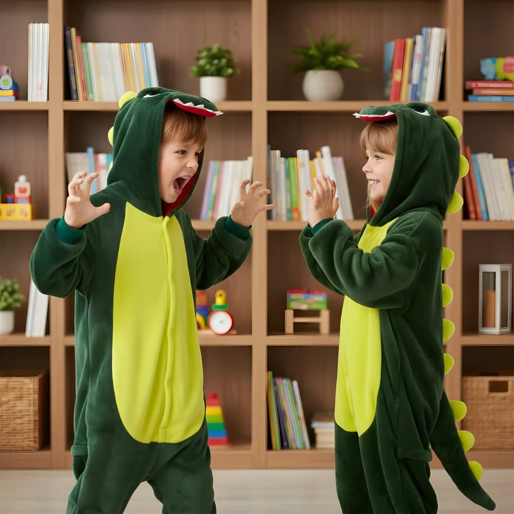 Kigurumi Onesie Pyjamas Costume Green Dinosaur 95-105cm