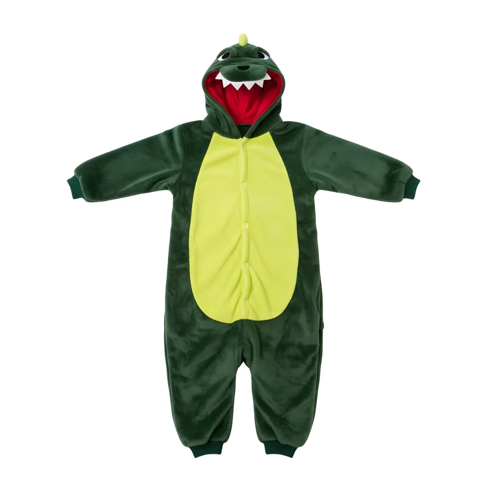 Kigurumi Onesie Pyjamas Costume Green Dinosaur 135-145cm, view 3