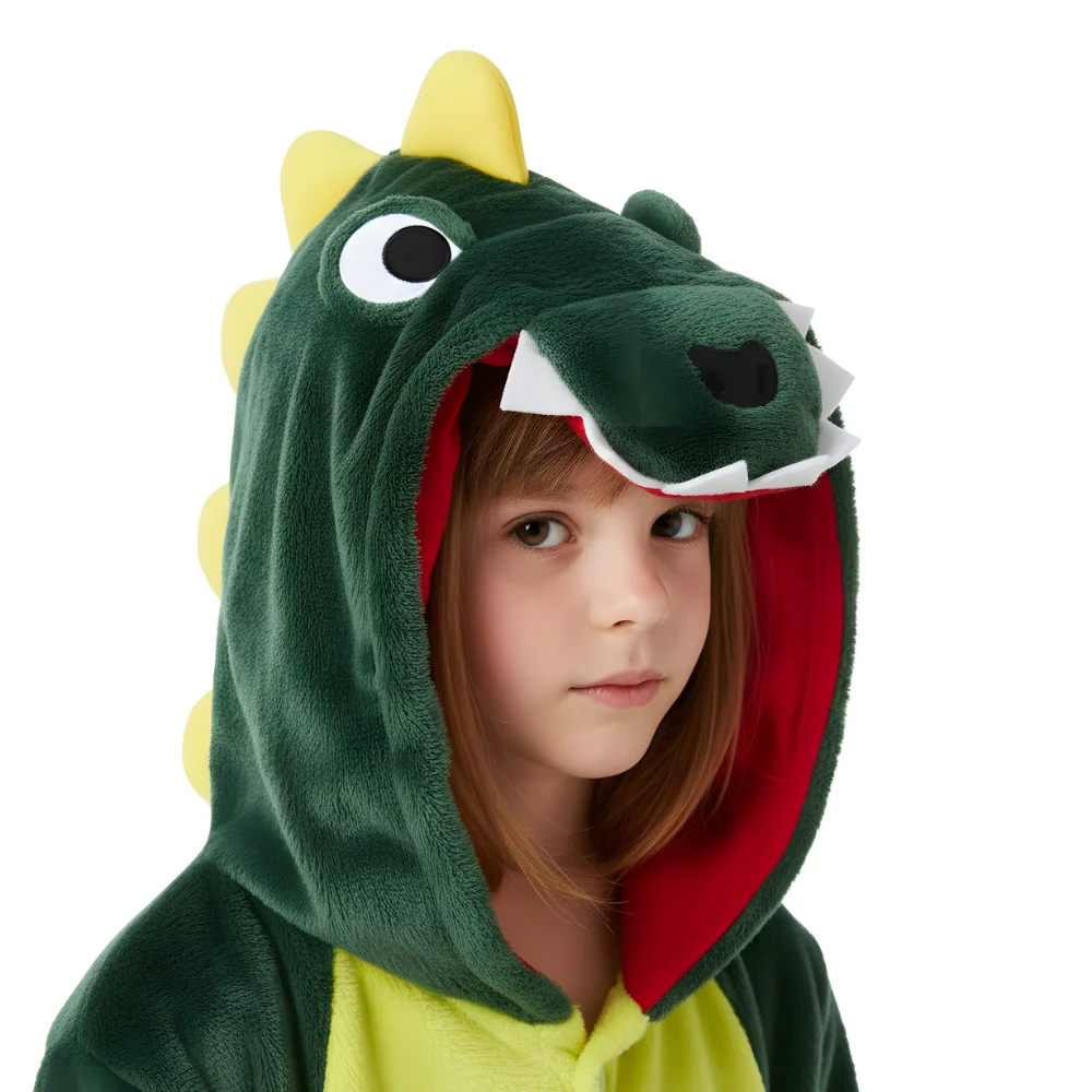 Kigurumi Onesie Pyjamas Costume Green Dinosaur 135-145cm, view 4