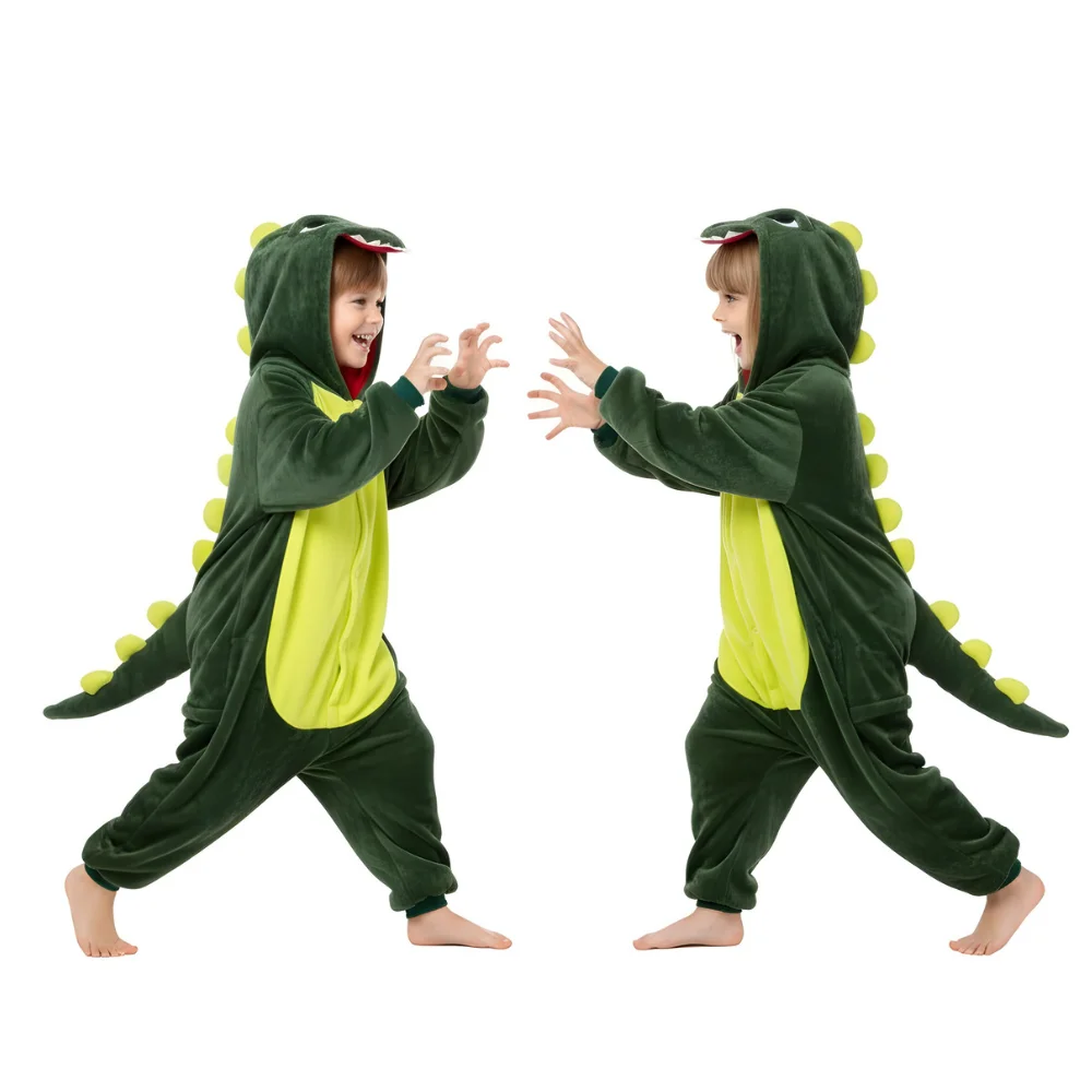 Kigurumi Onesie Pyjamas Costume Green Dinosaur 135-145cm, view 7