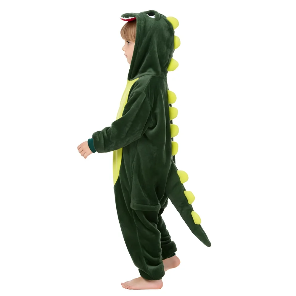 Kigurumi Onesie Pyjamas Costume Green Dinosaur 135-145cm, view 9