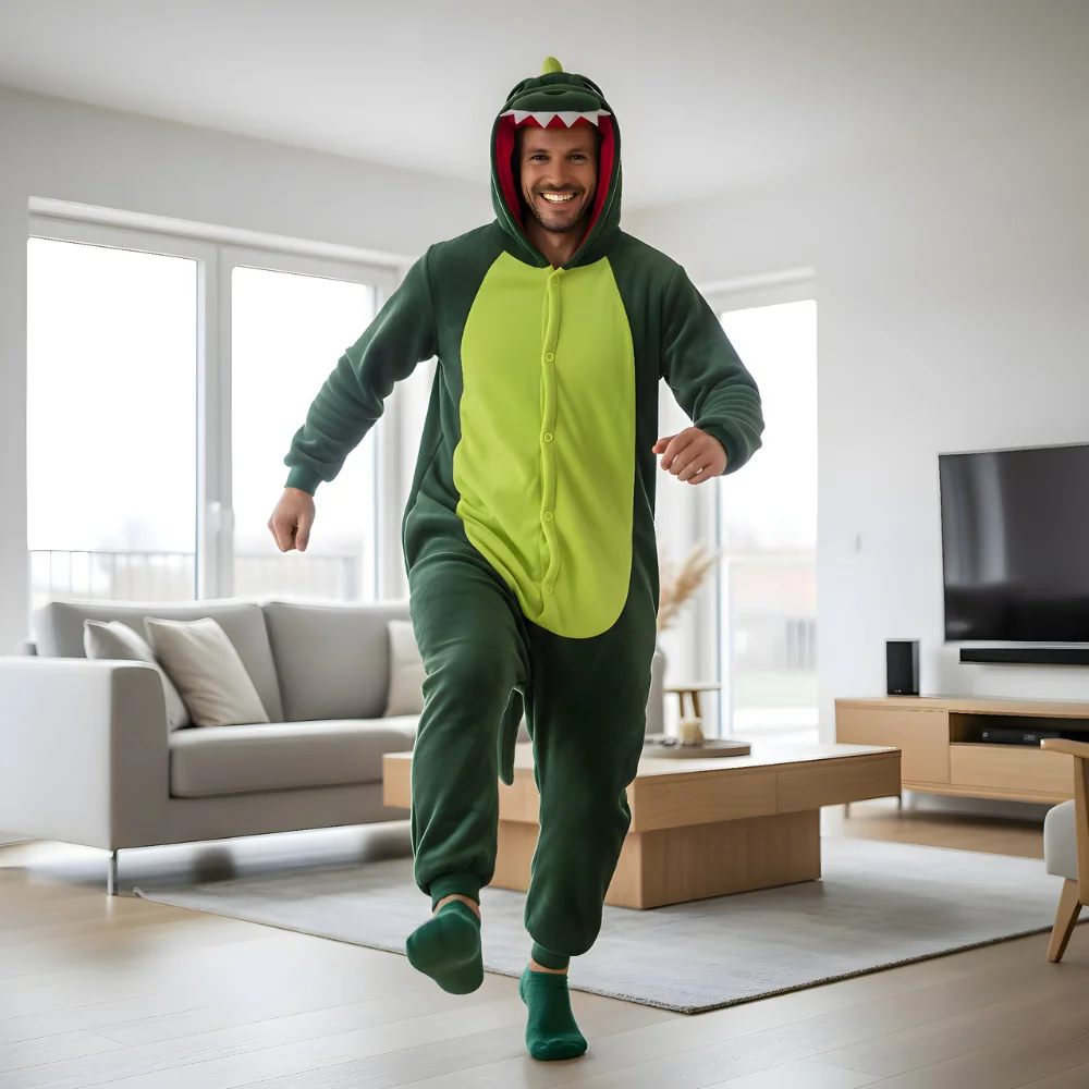 Kigurumi Onesie Pyjamas Costume Green Dinosaur, view 2