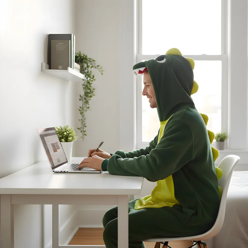 Kigurumi Onesie Pyjamas Costume Green Dinosaur, view 6
