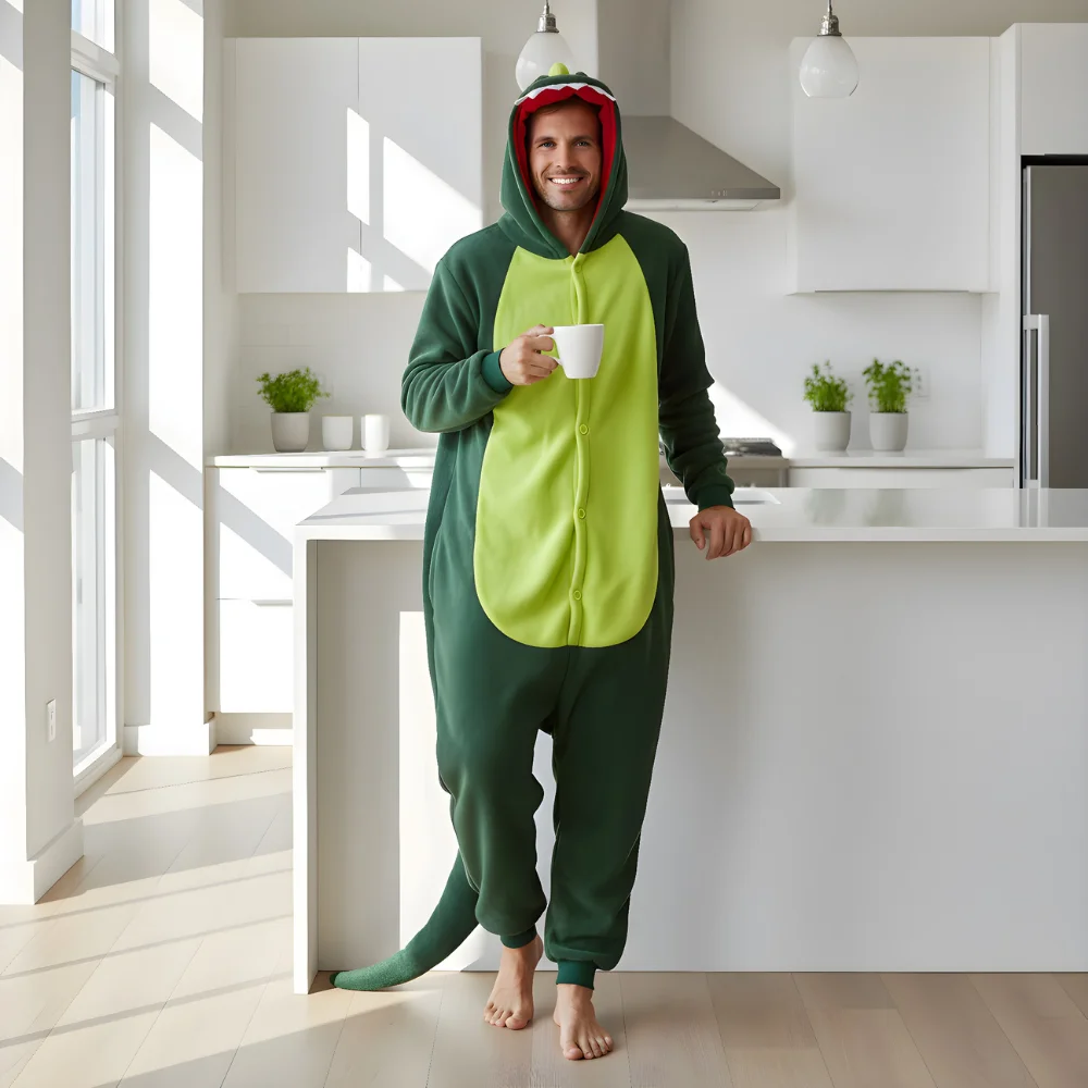 Kigurumi Onesie Pyjamas Costume Green Dinosaur, view 8