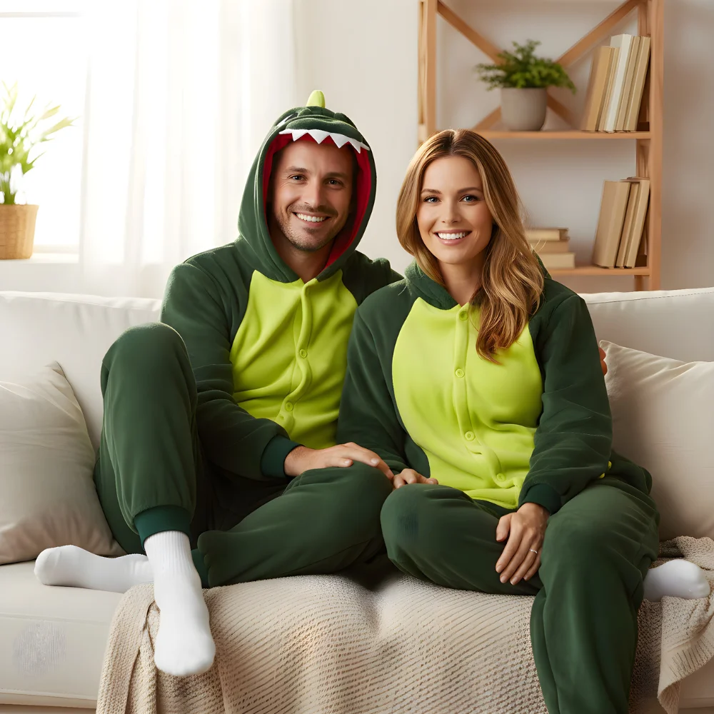 Kigurumi Onesie Pyjamas Costume Green Dinosaur, view 9