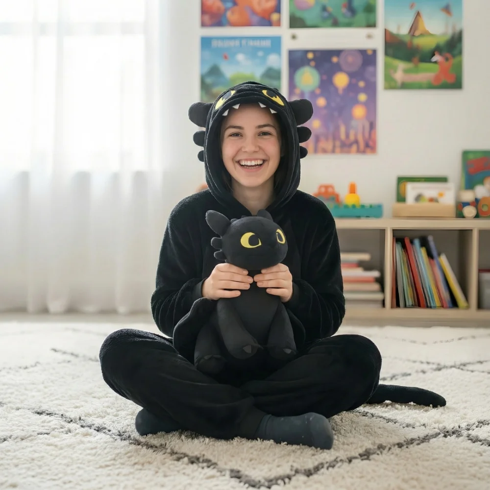 Kigurumi Onesie Pyjamas Costume Black Toothless XXXL: 195 - 205cm, view 9