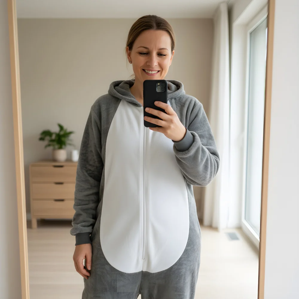 Kigurumi Onesie Pyjamas Costume Grey Husky, view 5