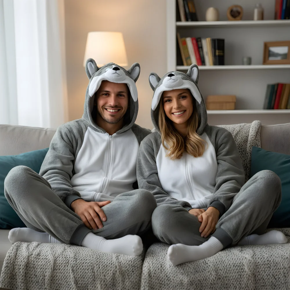Kigurumi Onesie Pyjamas Costume Grey Husky, view 6