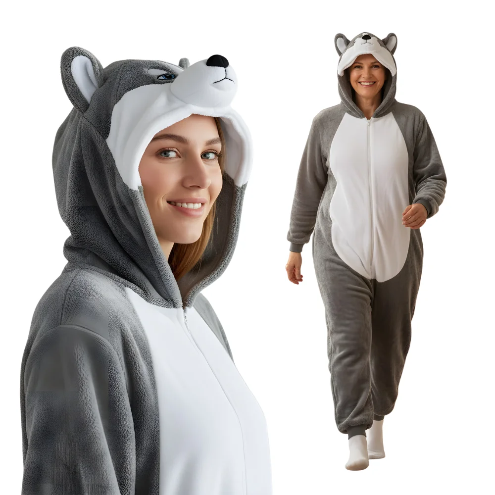 Kigurumi Onesie Pyjamas Costume Grey Husky