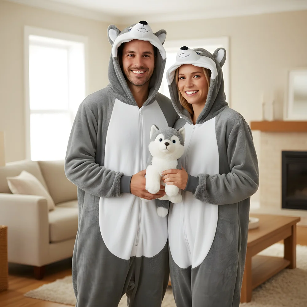 Kigurumi Onesie Pyjamas Costume Grey Husky, view 2