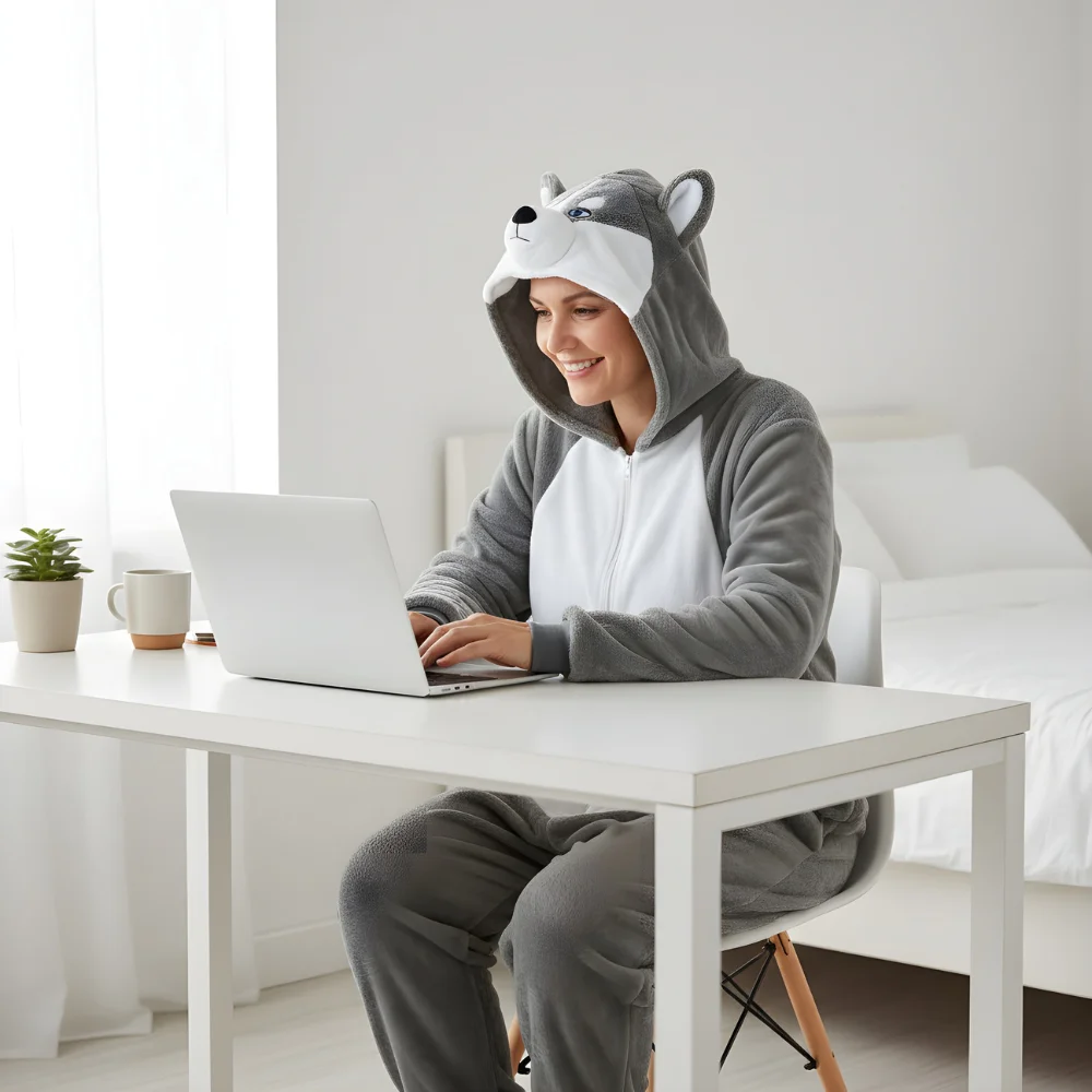 Kigurumi Onesie Pyjamas Costume Grey Husky, view 6