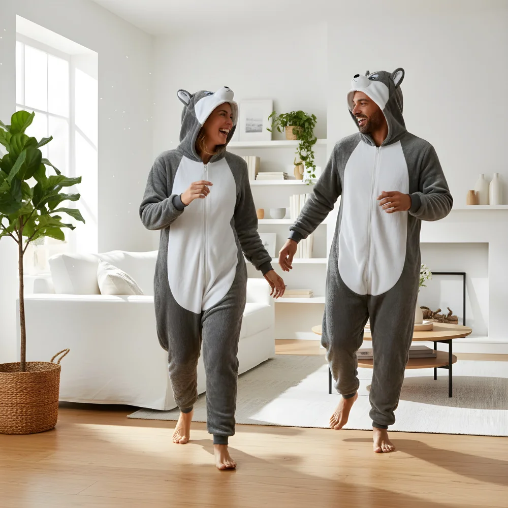 Kigurumi Onesie Pyjamas Costume Grey Husky, view 8