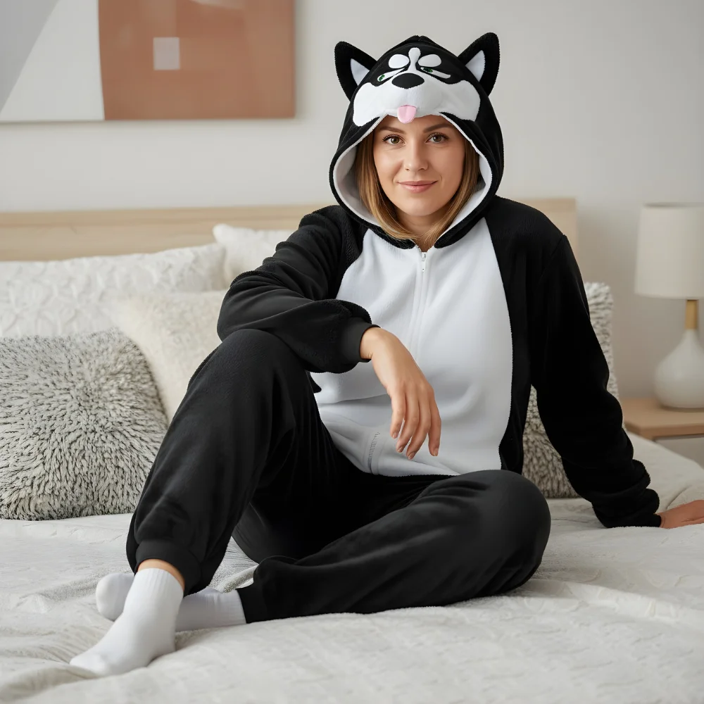 Kigurumi Onesie Pyjamas Costume Black Husky XXXL: 195 - 205cm, view 4