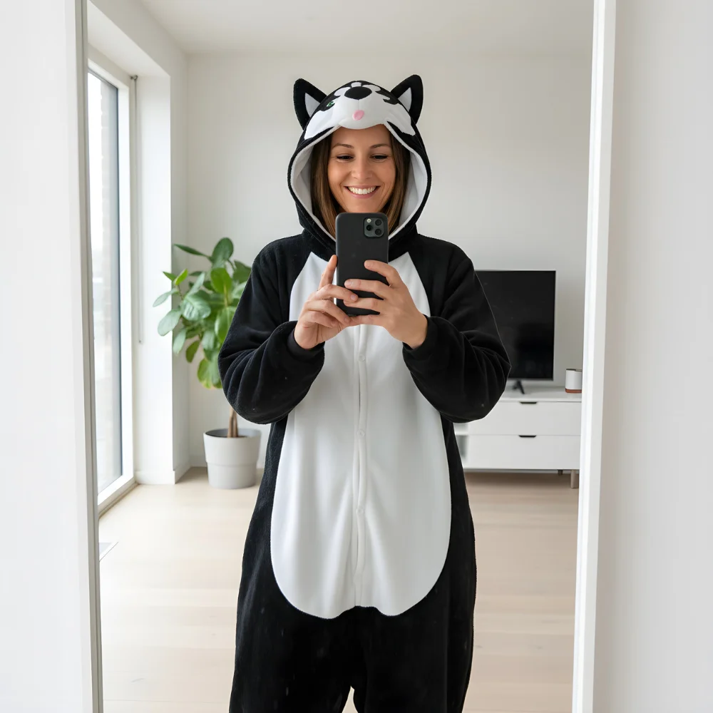 Kigurumi Onesie Pyjamas Costume Black Husky XXXL: 195 - 205cm, view 8