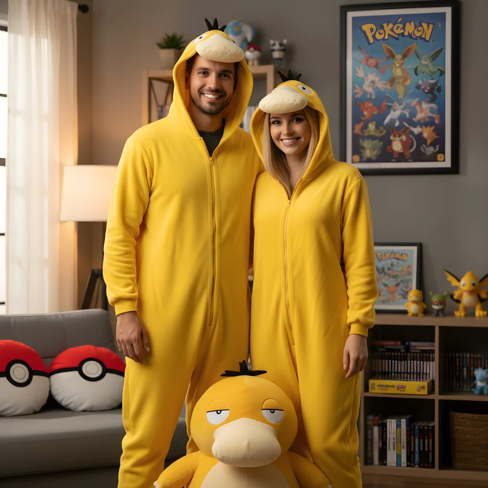 Kigurumi Onesie Pyjamas Costume Pokémon Psyduck, view 3