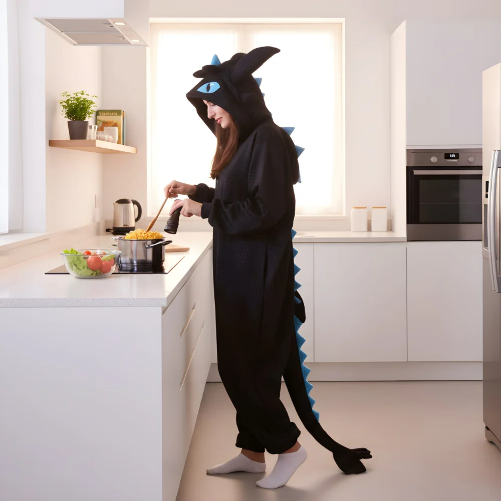 Kigurumi Onesie Pyjamas Costume Blue Toothless, view 8
