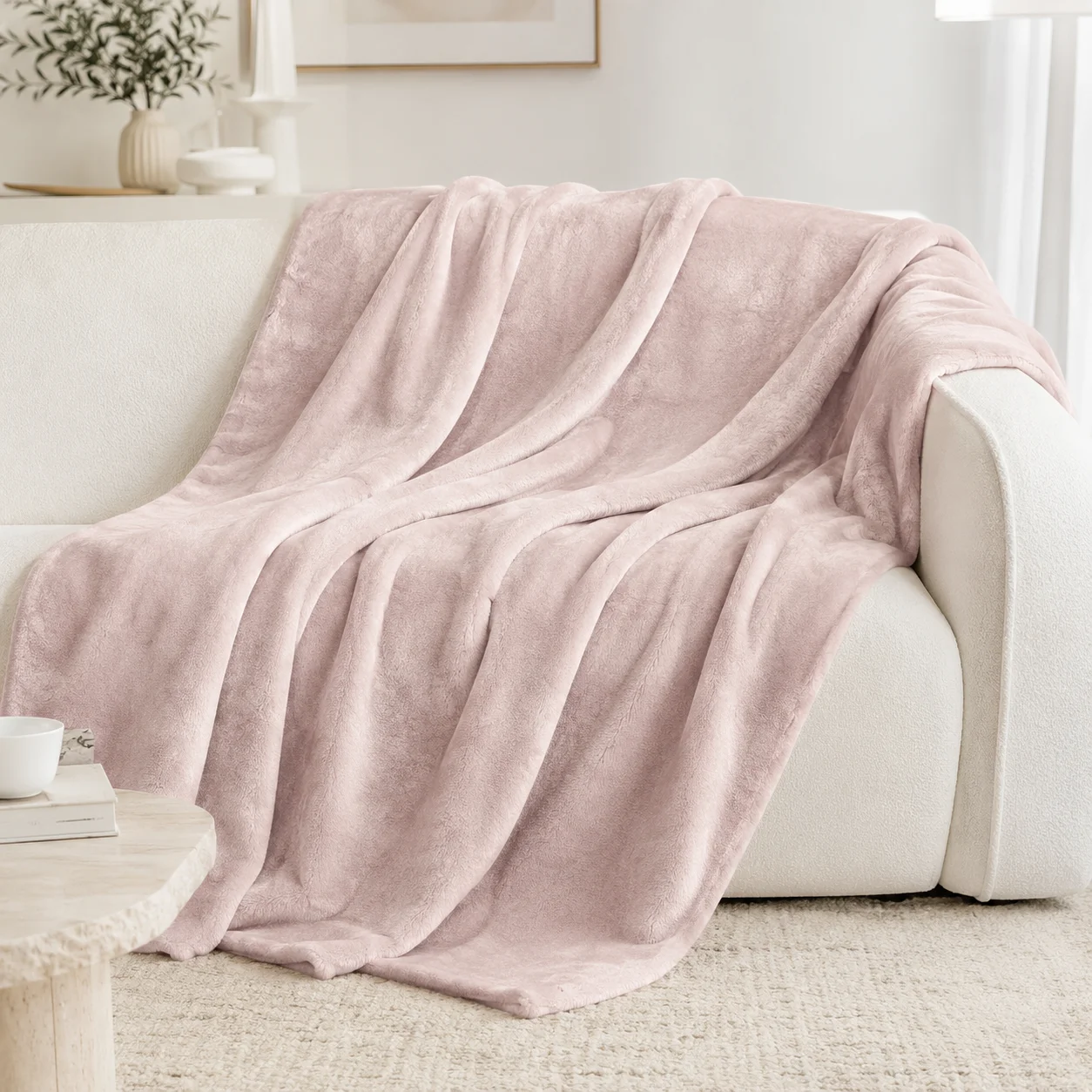 Premium Blanket 200x220 Soft Plush for Bed and Sofa Pink Silkce, view 2