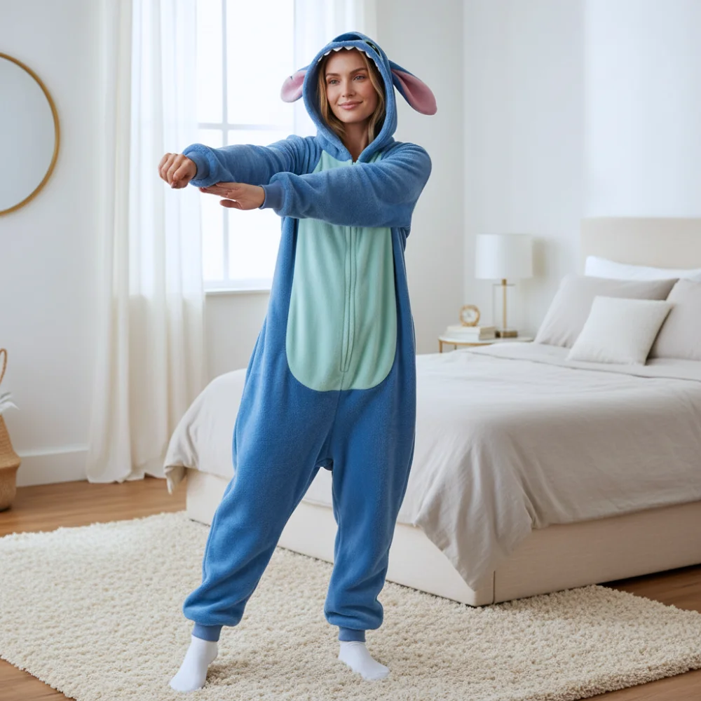 Kigurumi Onesie Pyjamas Costume Blue Stitch XXXL: 195 - 205cm, view 8
